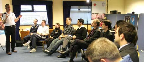 Ian Blanchard speaks to members of the media in Bristol.